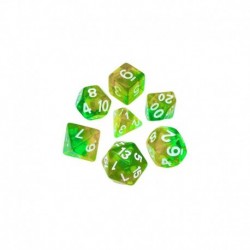 7x Mix 16mm Dés de Jeu - Orange/Vert Transparent