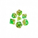 7x Mix 16mm Dés de Jeu - Orange/Vert Transparent