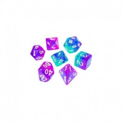 7x Mix 16mm Dés de Jeu - Turquoise/Lilas Transparent
