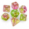 7x Mix 16mm Dés de Jeu - Vert et Rose