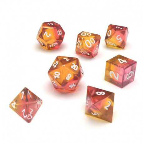 7x Mix 16mm Dés de Jeu - Orange/Rose Transparent