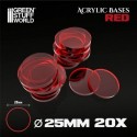 Socles Acryliques ROND 25 mm Rouge Transparent