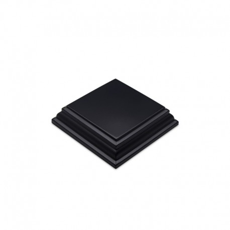 Socle en Bois Carré Ouvragé 4x4 cm - Noir