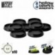 Socles en plastique noir avec CREUX - Rond 40mm