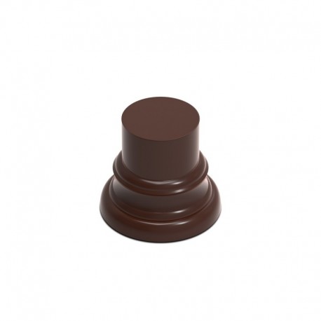 Socle en Bois Cylindre Ouvragé 3,5 cm - Brun Noisette